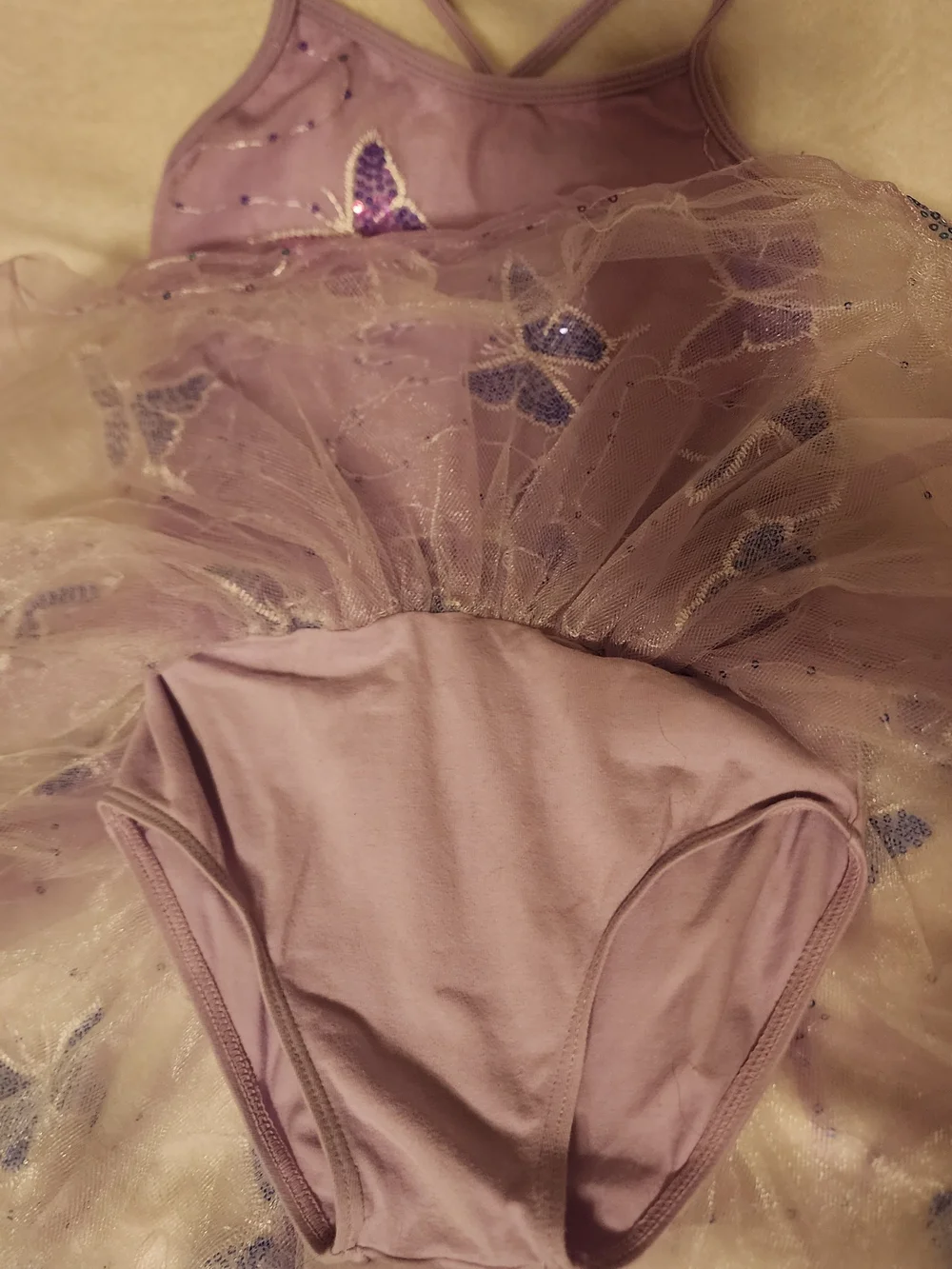 Girls Lavender Purple Sequin Butterfly Tutu Leotard Dress